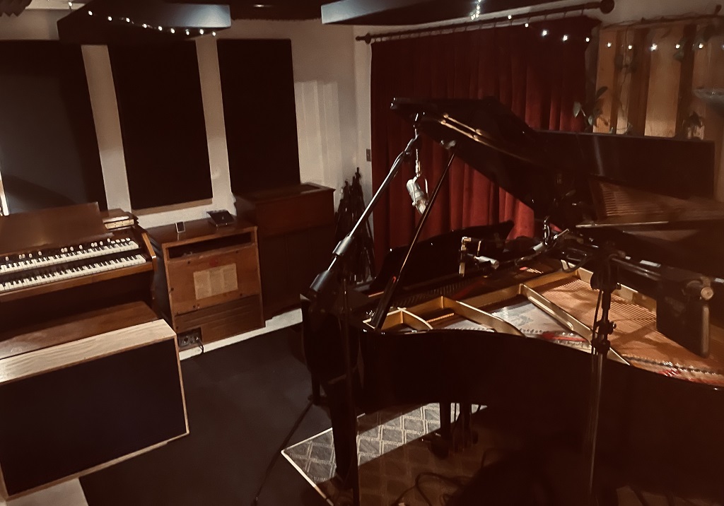 Recording a grand piano.